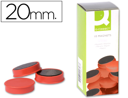 10 imanes Q-Connect para pizarra ø20mm. rojo